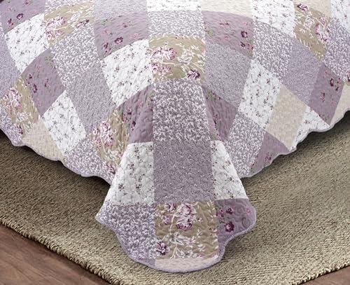 Brilliant Sunshine Lilac Rose Quilt Set 2-Piece