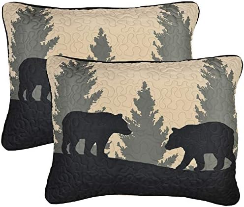 Donna Sharp King Quilt Set - Bear Walk Plaid Lodge 3 Piece