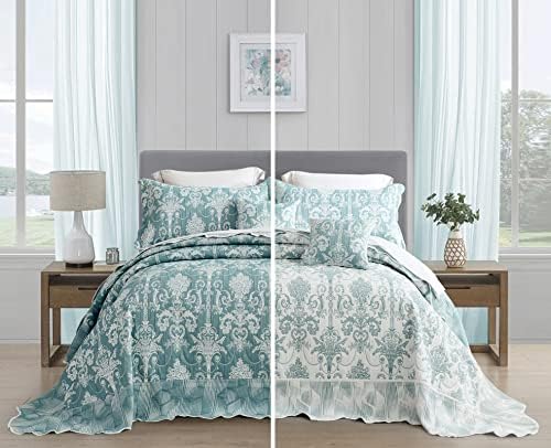 Blythease Oversized King Bedspread 128x120 Green Jacquard 1