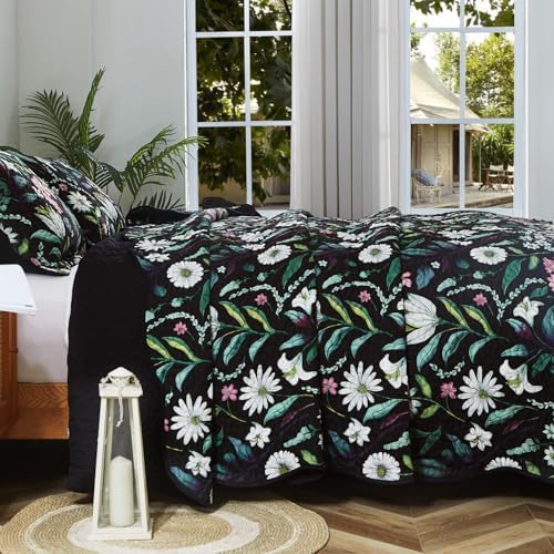 EVENHUG Floral Quilt Set Queen Size 3 Piece