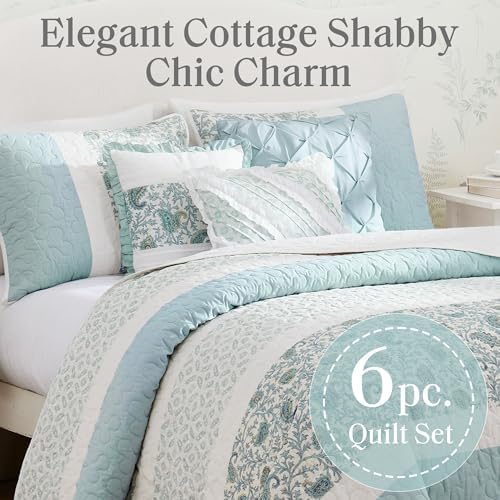 Madison Park Cotton Quilt Set Shabby Chic Floral Print