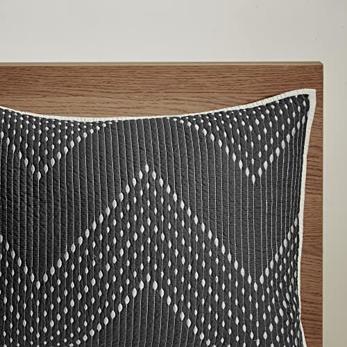 INKIVY Reversible Chevron Cotton Quilt Set - 3 Piece Black FullQueen