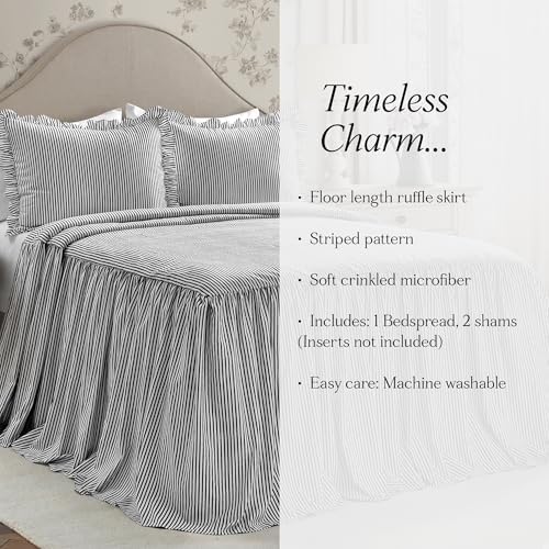 Lush Decor Ticking Stripe Bedspread 3 Piece Set Queen