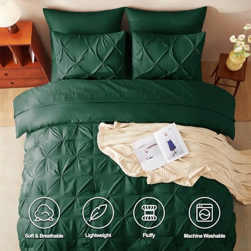 CozyLux Emerald Green Cal King Comforter Set 7-Piece