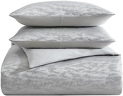 Vera Wang Queen Duvet Cover Set - Illusion Grey