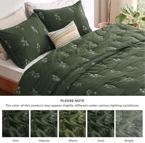Bedsure Queen Quilt Set - Botanical Floral Super Soft 90x96 Inch