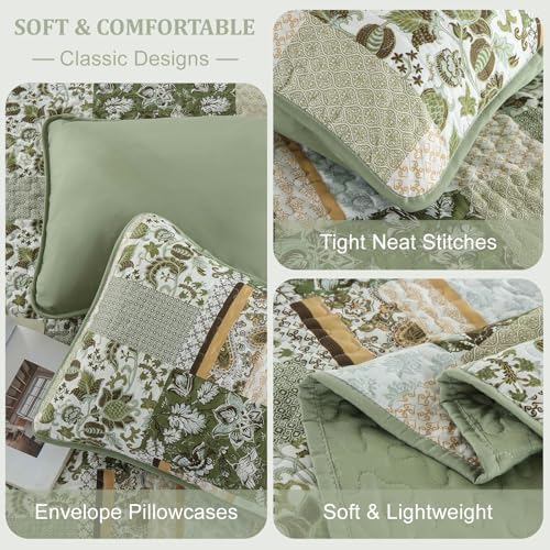 WONGS BEDDING 3-Piece Queen Quilt Set Green Plaid