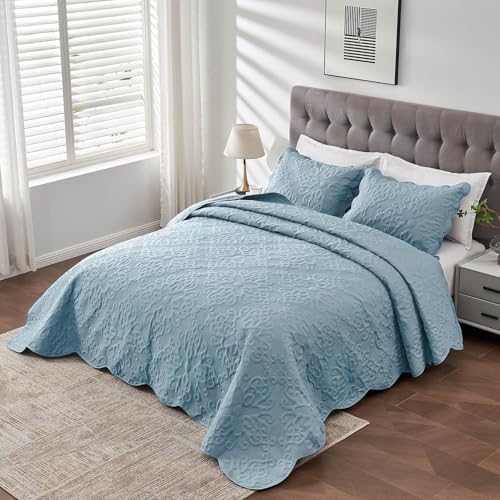 Kingnex Spa Blue Oversized King Quilt Set
