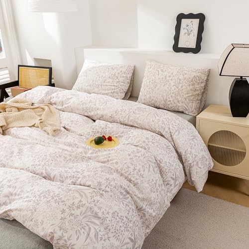 ECOCOTT King Size Floral Duvet Cover Set with Zipper Closure