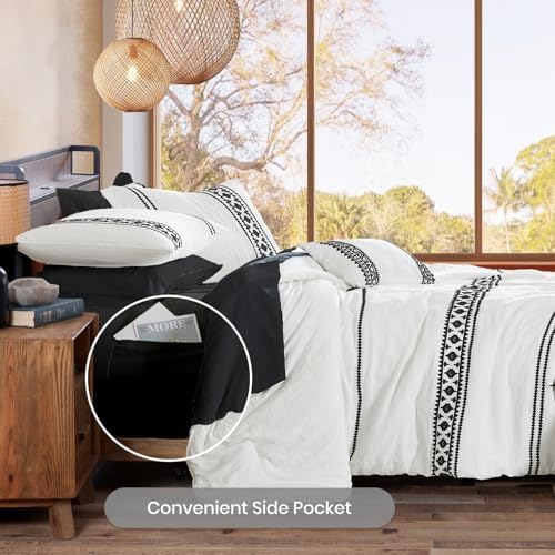 MAIREVE Embroidery King Size Comforter Set 7 Pieces