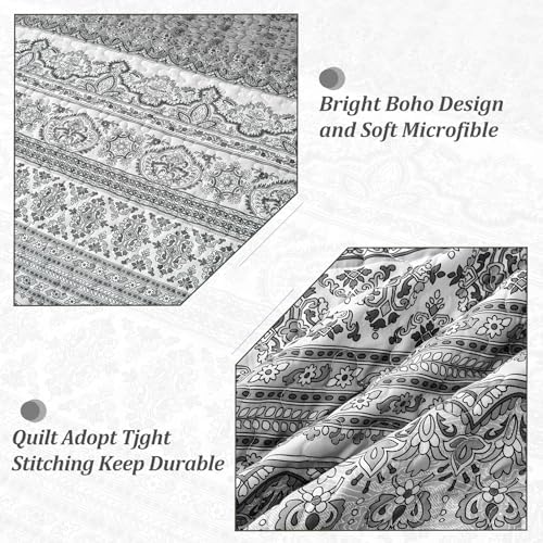 WONGS BEDDING Boho Queen Quilt Set 3 pcs