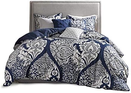 Madison Park Vienna Sateen Cotton Comforter Set Indigo 7 Piece