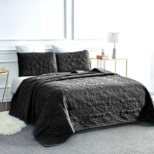 Sophia William 3-Piece Reversible Quilt Set QueenFull Size Black
