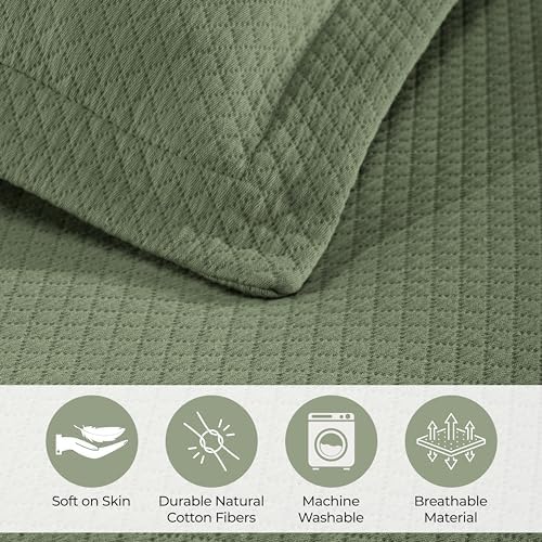 Superior Solitaire Cotton Bedspread Set Full Size 3 Piece
