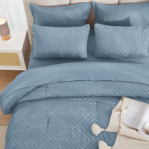 Andency King Size Comforter Set 7 Pieces Grayish Blue 1