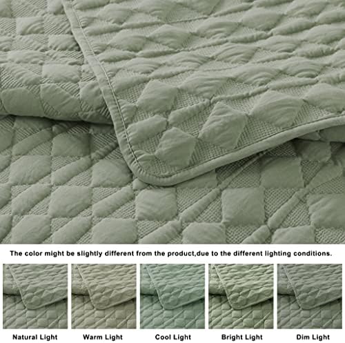 WDCOZY Sage Green Twin Quilt Set with Pillow Sham