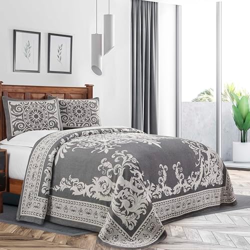 Superior Cotton Blend Bedspread Set Twin Charcoal