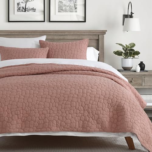 HORIMOTE HOME Queen 100 Cotton Quilt Set with Cobblestone Pattern