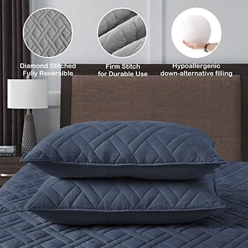 HORIMOTE HOME King Size Quilt Set Navy Blue 1