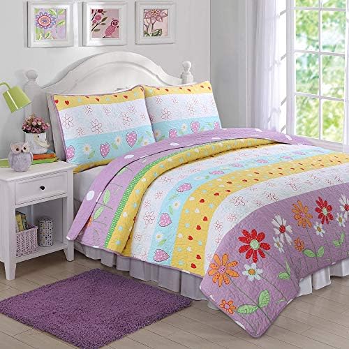 Cozy Line Floral Heart Reversible Quilt Set Twin 2 Piece