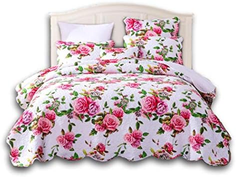 DaDa Bedding Romantic Roses Floral Bedspread Set - Cal King 3-Piece