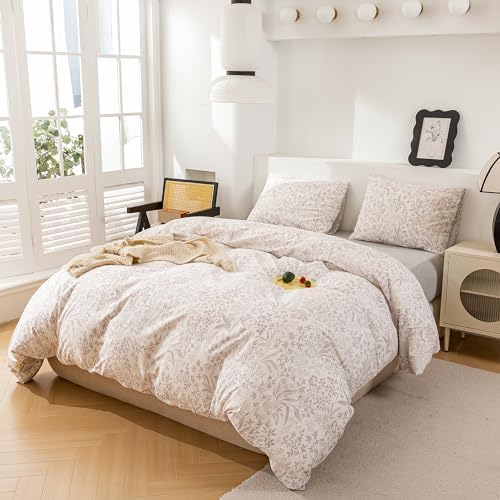 ECOCOTT King Size Floral Duvet Cover Set with Zipper Closure