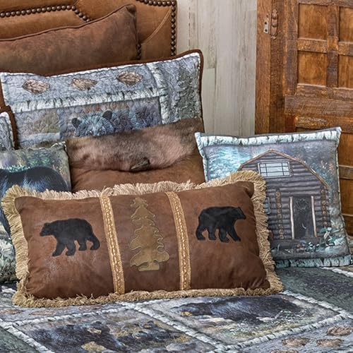 Black Forest Dcor Bear Cabin Quilt Bed Set - Queen
