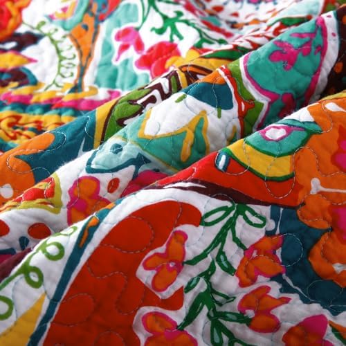 Qucover Boho Paisley Cal King Quilt Set with Pillow Shams
