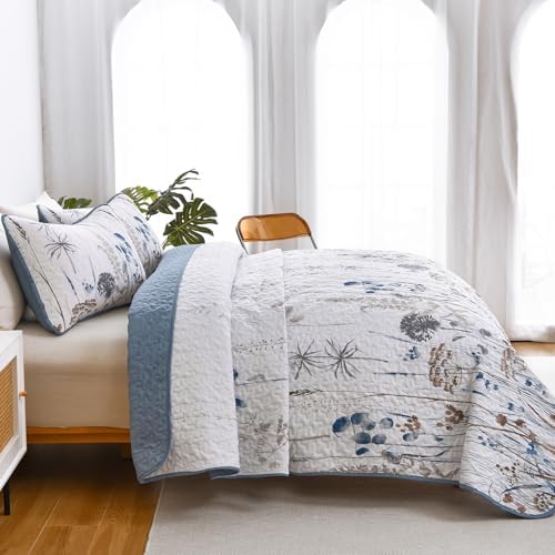 Dobuyly Floral Botanical Quilt Bedding Set 3 Pieces