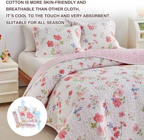 Joyreap 2-Piece Floral Cotton Quilt Set Twin Size