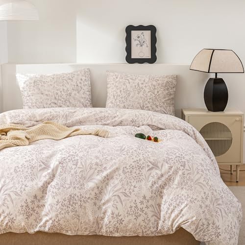 ECOCOTT King Size Floral Duvet Cover Set with Zipper Closure