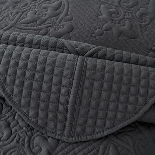 EVENHUG Quilt Set King Size Dark Grey 120x120