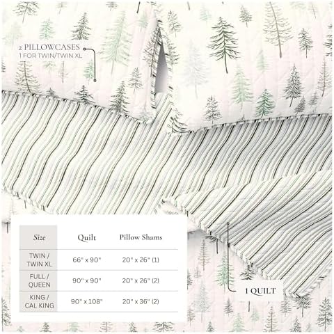 Great Bay Home 3-Piece Reversible Forest Cabin Bedspread King Quilt Set
