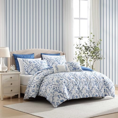Laura Ashley Queen Comforter Set with Shams and Throw Pillows