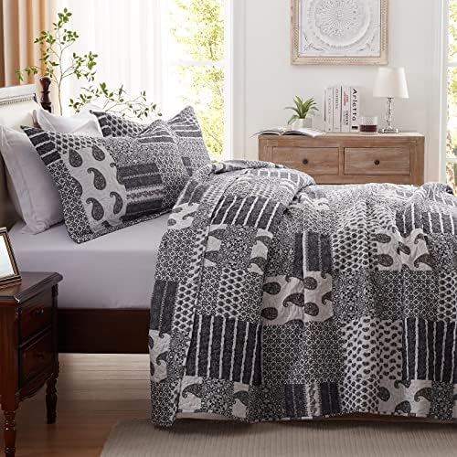 LEAONME King Size Quilt Set 3 Piece Reversible Bedding