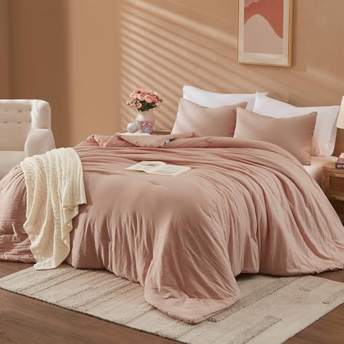 WRENSONGE Queen Comforter Set 3 Piece Dusty Pink Prewashed Soft Lightweight