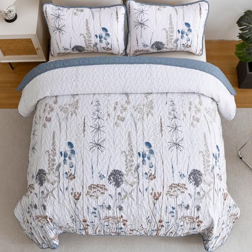 Dobuyly Floral Botanical Quilt Bedding Set 3 Pieces