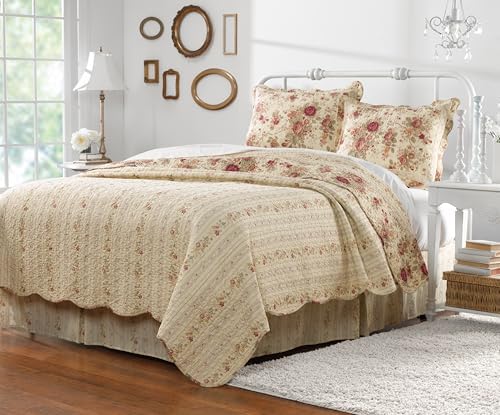 Greenland Home Antique Rose Quilt Set 5-Piece FullQueen