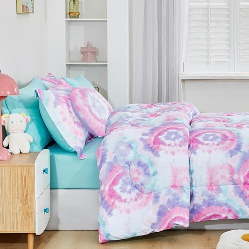 Mooreeke Dark Pink Flower Twin Comforter Set 6 Pieces