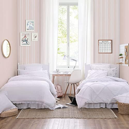 Laura Ashley Twin XL Comforter Set in Solid White