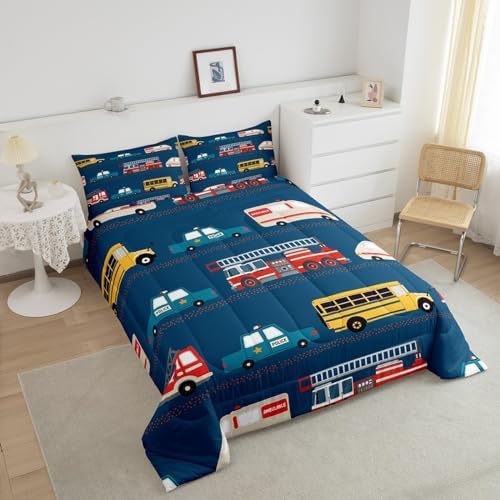 Feelyou Fire Truck Comforter Set for Kids