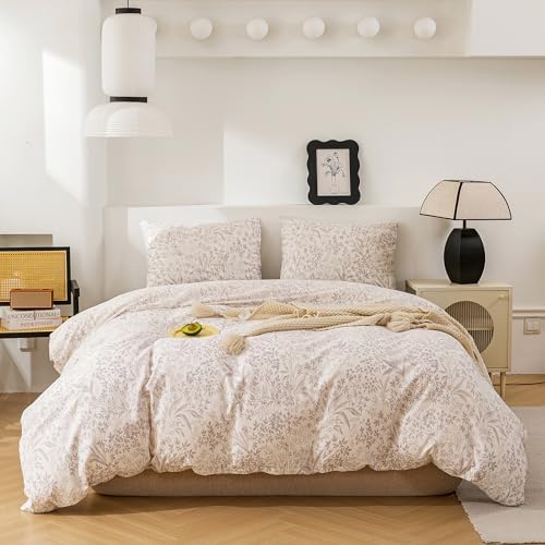 ECOCOTT King Size Floral Duvet Cover Set with Zipper Closure