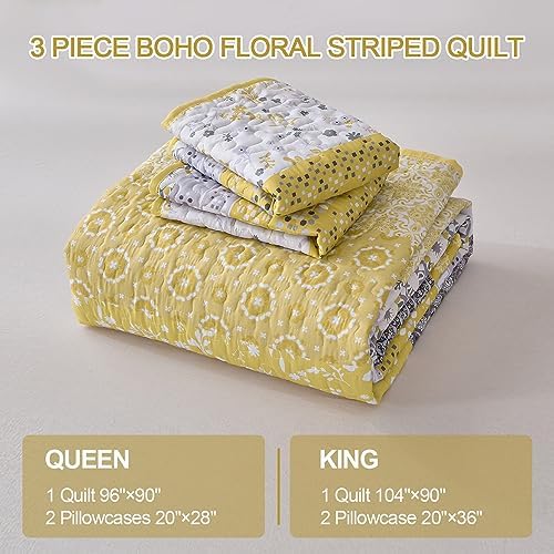 Wongs Boho Yellow Quilt Set King with Pillowcases