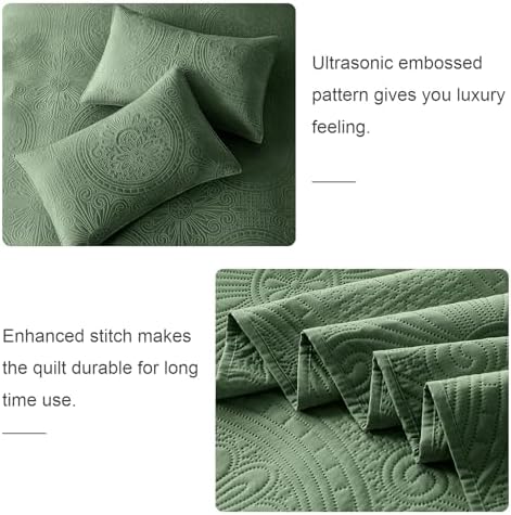 WURUIBO KingCal King Quilt Set Olive Green