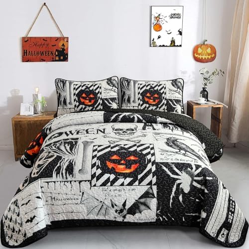 Luxudecor Halloween Quilt Set King Size
