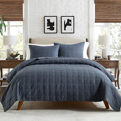 HORIMOTE HOME Denim Blue Queen Quilt Set 100 Cotton