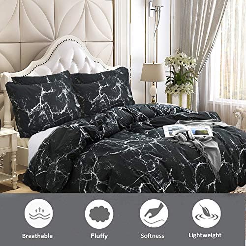 Cottonight Black Marble Comforter Set Queen