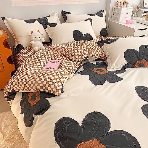 Houseri Black Floral Comforter Set Queen Size