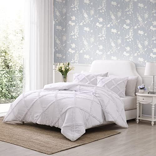Laura Ashley Twin XL Comforter Set in Solid White