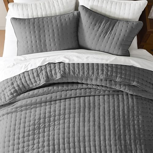 WDCOZY Dark Grey Twin Quilt Set with Pillow Sham 1